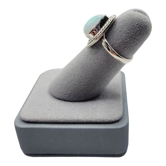 Ethiopian Opal Ring Natural Gemstone 925 Solid Sterling Silver Handmade Designer - Picture 4 of 7